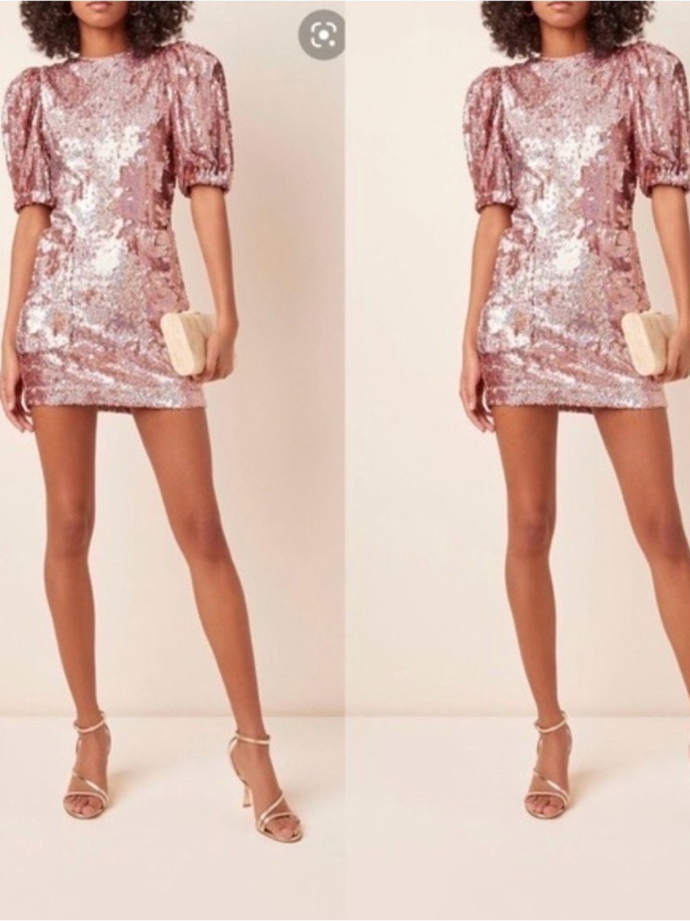 Rotate Birger Christensen Dress NWT Katie Mini Puff Sleeve Dress Holographic S
